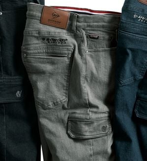 「＜ダンロップ・リファインド&times;コムルヴァン・オム＞蓄熱保温デニムカーゴ（メンズデニムパンツ）」｜グレー
