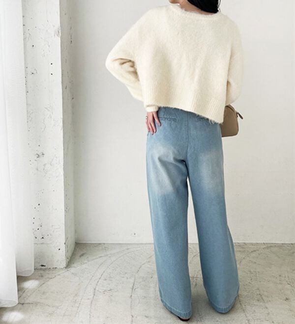 GeeRA（ジーラ）の「前後２ｗａｙクルーネックシャギーショートカーディガン（ニットカーディガン）」｜詳細画像