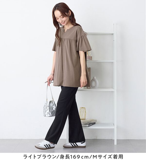 Viola e Viola（ヴィオラ エ ヴィオラ）の「軽やか綿混カットソーキーネックチュニック（チュニック）」｜詳細画像