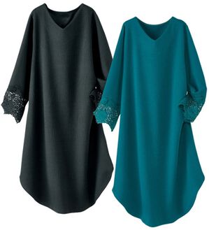 BELLUNA（ベルーナ）の「【２枚組】袖レースジャカードチュニック（チュニック）」｜2枚組