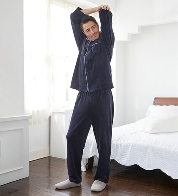 「しっとりストレッチベロアパジャマ（メンズルームウェア）」｜詳細画像