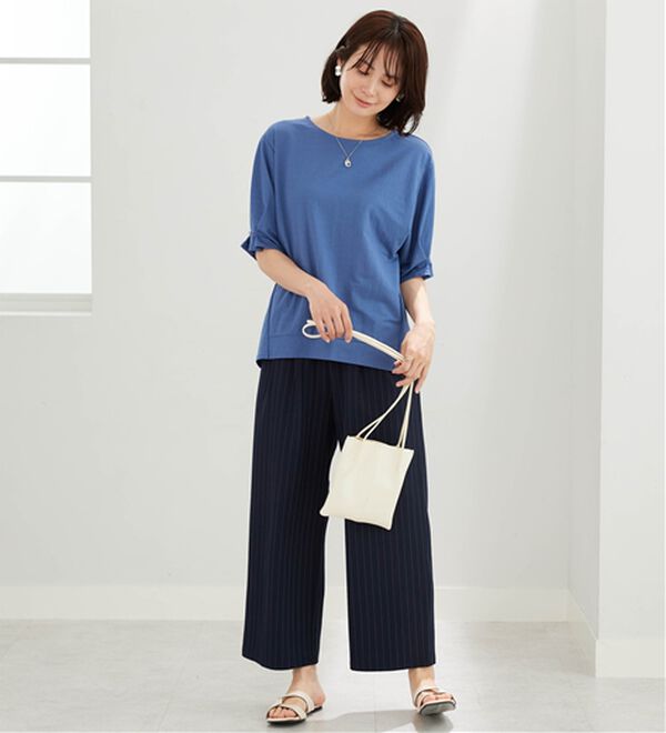 BELLUNA（ベルーナ）の「【接触冷感】涼感素材袖パールデザインプルオーバー（カットソー）」｜詳細画像