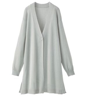 BELLUNA（ベルーナ）の「スタイルアップ！プリーツ切替カーディガン（ニットカーディガン）」｜ライトグレー