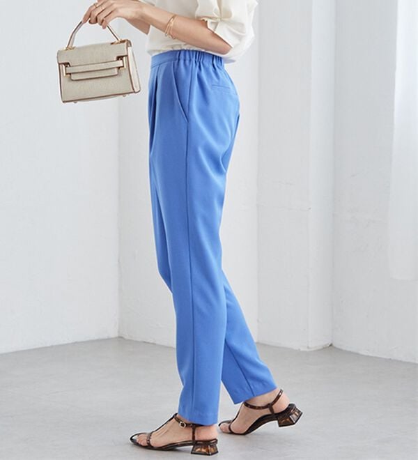 RANAN（ラナン）の「【ひんやり・ＵＶ】機能付麻調美脚タックテーパードパンツ（フルレングスパンツ）」｜詳細画像