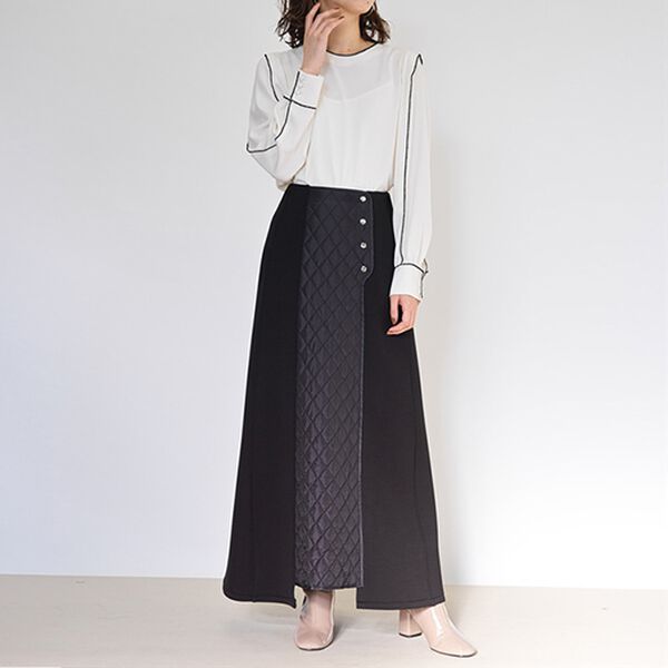 RANAN（ラナン）の「中わたキルト使いスカート（ロングスカート）」｜詳細画像