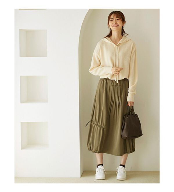 BELLUNA（ベルーナ）の「ゆるっと大人カジュアルあぜ編ニットフーディー（ニット・セーター）」｜詳細画像