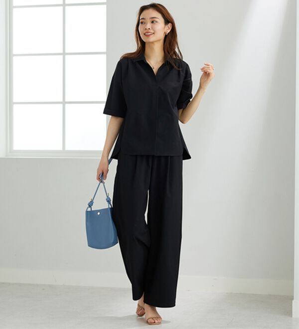 BELLUNA（ベルーナ）の「エアリーサッカー素材ワイドパンツ（ワイドパンツ・ガウチョ）」｜詳細画像