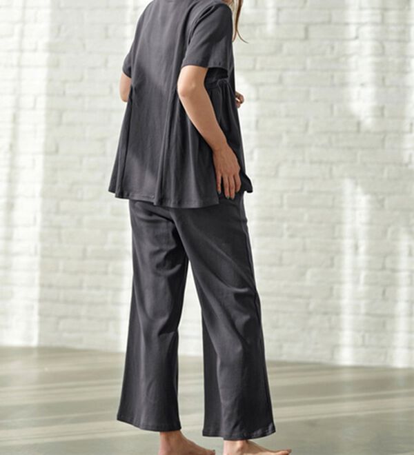 YU'NOW（ユナウ）の「【２点セット】コットン１００％シルケットスムースルームウェアセット（パジャマ・ルームウェア）」｜詳細画像