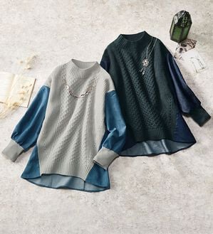 ルフラン（ルフラン）の「デニム切替ニットチュニック（チュニック）」｜詳細画像