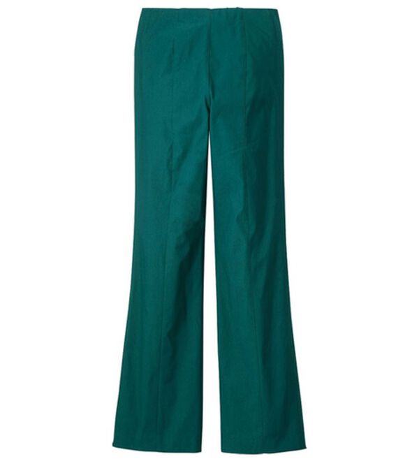 VINNO（ヴィノ）の「ストレッチ素材・裾フレアーパンツ（フルレングスパンツ）」｜グリーン