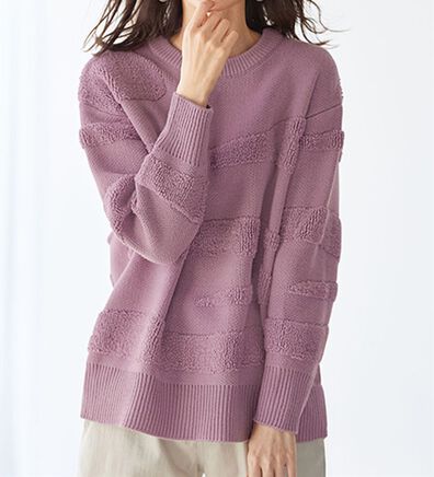 BELLUNA（ベルーナ）の「ゆるっと感が可愛い波柄ジャカードセーター（ニット・セーター）」