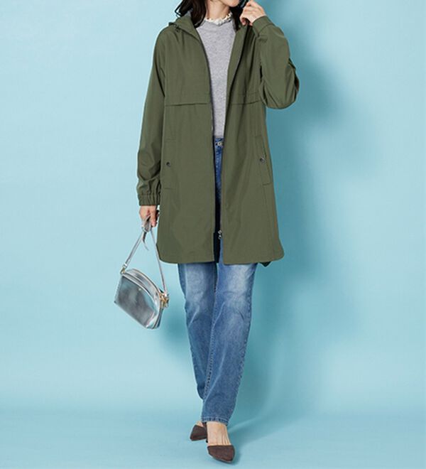 BELLUNA（ベルーナ）の「はっ水加工ボンディング素材ロング丈パーカー（ハーフコート）」｜詳細画像