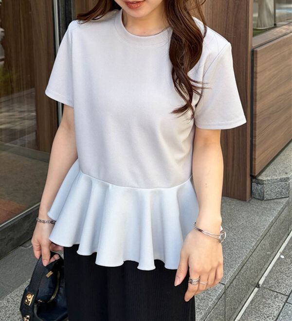 RANAN（ラナン）の「【ひんやり・ＵＶ】異素材切替ペプラムプルオーバー（カットソー）」｜詳細画像