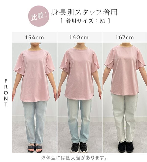 alotta（アロッタ）の「【接触冷感】袖異素材フレア袖チュニックＴシャツ（チュニック）」｜詳細画像