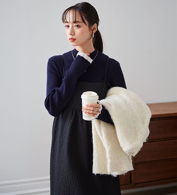 RANAN（ラナン）の「【春色追加】シアーフリル袖ハイネックリブニット（ニット・セーター）」｜詳細画像