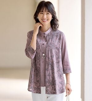 BELLUNA（ベルーナ）の「＜配色刺しゅうが目を惹く！＞小花配色刺しゅうブラウス（ブラウス）」｜パープル