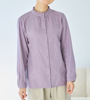 BELLUNA（ベルーナ）の「《ＨｕｇＲｅａｍコットン》フリル衿ブラウス（ブラウス）」｜パープル