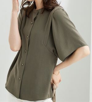 BELLUNA（ベルーナ）の「【快適Ｌａｂ．】お手入れ楽々ビンテージ調素材ブラウス（ブラウス）」｜詳細画像