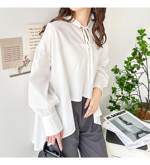 GeeRA（ジーラ）の「イレギュラーヘムスキッパーネックシャツ（シャツ）」｜詳細画像