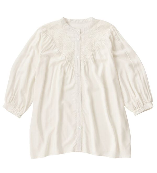 Viola e Viola（ヴィオラ エ ヴィオラ）の「Ｖ切替レースデザインブラウス（ブラウス）」｜詳細画像