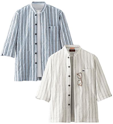 「【２色組】＜デコイ＞大人の爽快ドビー柄シャツアウター（メンズシャツ）」