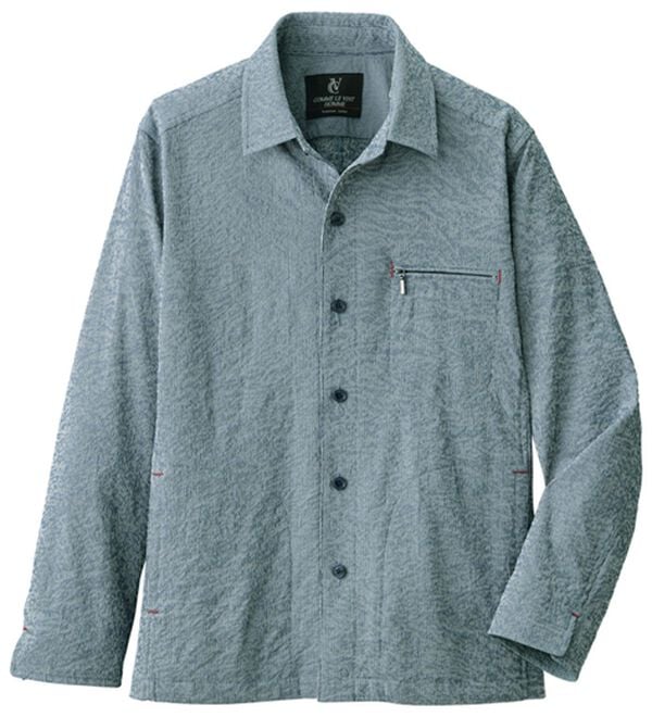 「＜コムルヴァン・オム＞ピケシャーリング涼感ブルゾン（メンズブルゾン）」｜ネイビ－