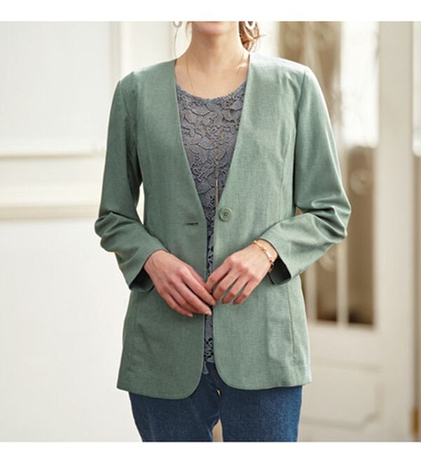 BELLUNA（ベルーナ）の「カジュアルコーデにきちんと感を！ノーカラージャケット（ノーカラージャケット）」｜詳細画像