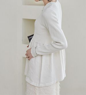 RANAN（ラナン）の「リブ切替ペプラムニット（ニット・セーター）」｜アイボリー
