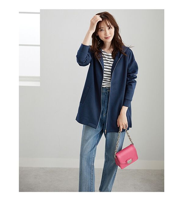 BELLUNA（ベルーナ）の「フードデザインとろみ素材ジップアップパーカー（パーカー）」｜詳細画像