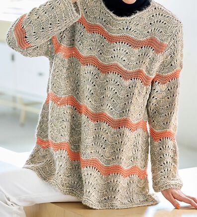 BELLUNA（ベルーナ）の「変化透かし編デザインニットチュニック（チュニック）」