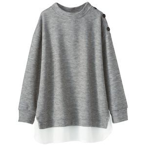 BELLUNA（ベルーナ）の「肩ボタン布帛切替チュニック（チュニック）」｜杢グレー