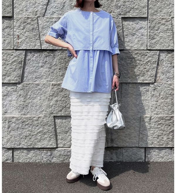 GeeRA（ジーラ）の「【華奢見え】羽織にもなる！ペプラムシャツチュニック（チュニック）」｜詳細画像