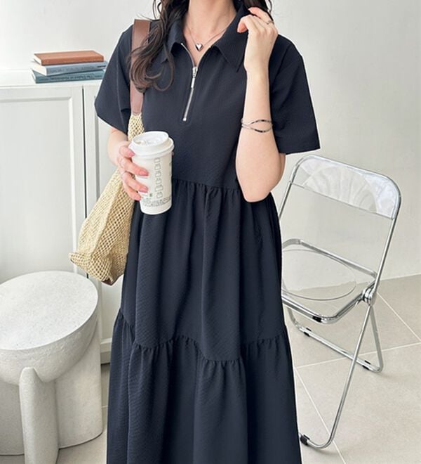 GeeRA（ジーラ）の「サッカーティアードハーフジップワンピース（その他ワンピース）」｜詳細画像