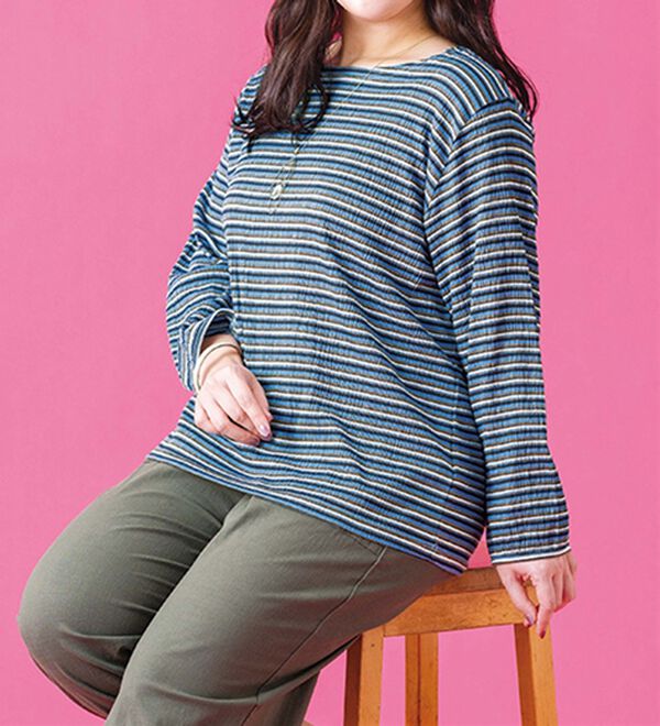 ルフラン（ルフラン）の「【３色組】着心地快適！マルチボーダープルオーバー（カットソー）」｜詳細画像