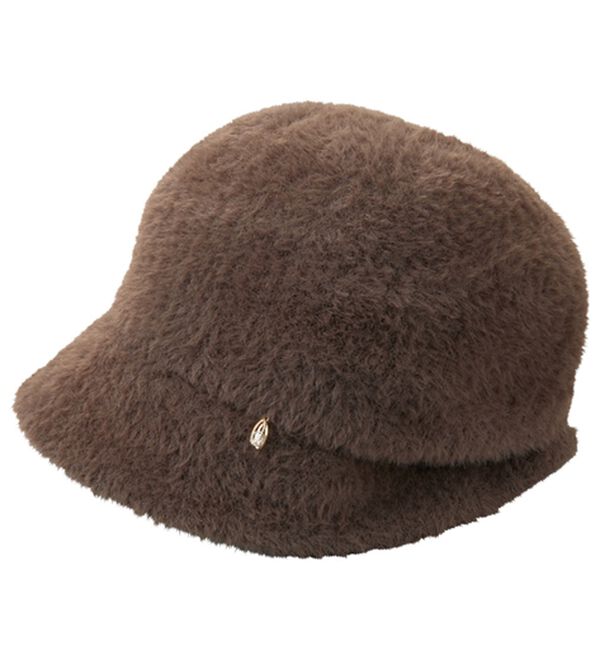 「アンゴラ調あったか小顔帽子（帽子）」｜ブラウン