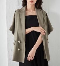 RANAN（ラナン）の「【新色追加】麻調ダブルボタンハーフスリーブジャケット（テーラードジャケット）」