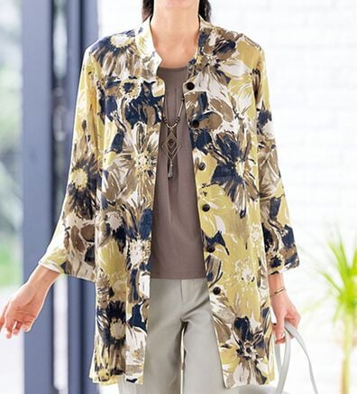 ルフラン（ルフラン）の「軽やか麻混花柄ジャケット（その他ジャケット）」