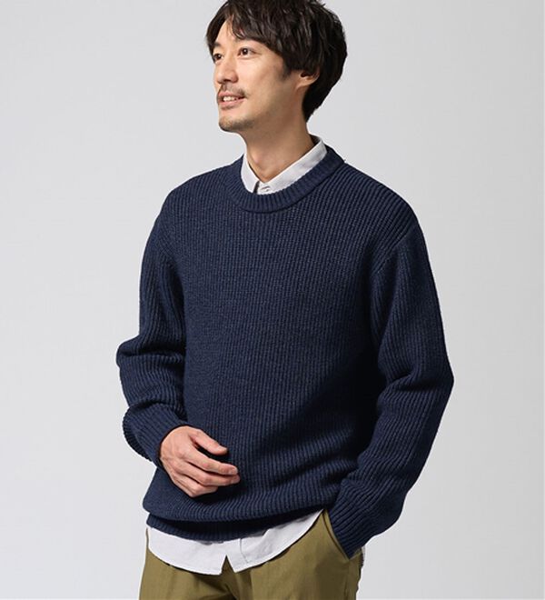 REMEN'S（リメンズ）の「【洗える】やわらかタッチ畦編みクルーネックセーター（メンズニット・セーター）」｜詳細画像