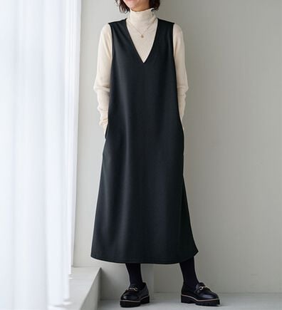 BELLUNA（ベルーナ）の「【選べる丈】シュッと体型カバー！ジャストフィットらくらくジャンパースカート（ジャンパースカート）」