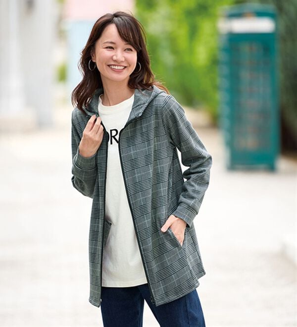 BELLUNA（ベルーナ）の「まるで着る毛布！静電防止付裏ファーブルゾン（その他カーディガン）」｜グレンチェック