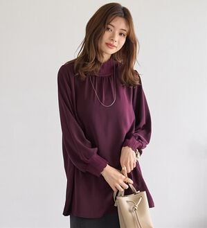 BELLUNA（ベルーナ）の「リブニット使いチュニック（チュニック）」｜バーガンディ