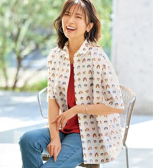 BELLUNA（ベルーナ）の「遊び心はずむ！綿１００％プリントシャツ（シャツ）」｜詳細画像