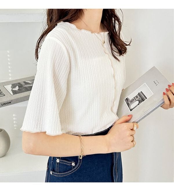 GeeRA（ジーラ）の「前後２ＷＡＹ配色メロー５分袖カットソー（カットソー）」｜詳細画像