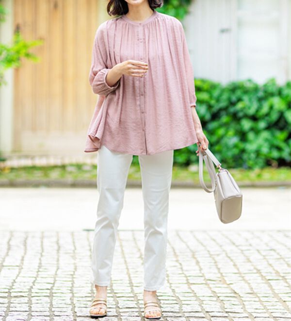 BELLUNA（ベルーナ）の「スラブ素材ギャザーデザインブラウス（ブラウス）」｜詳細画像