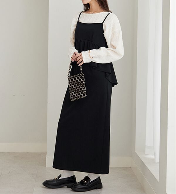 GeeRA（ジーラ）の「楽ちん！ペプラムキャミワンピース（カットソーワンピース）」｜詳細画像