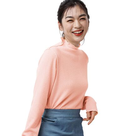 RANAN（ラナン）の「前後２ＷＡＹ！メロウ使いニットソーフリルプルオーバー（カットソー）」