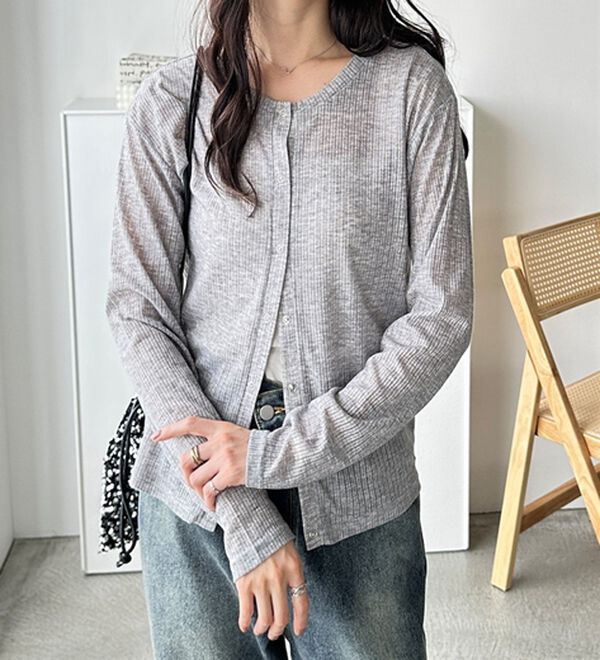 GeeRA（ジーラ）の「カーデにもなる前後２ＷＡＹシアーリブトップス（カットソー）」｜詳細画像