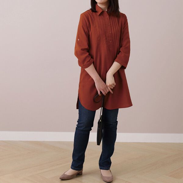 BELLUNA（ベルーナ）の「麻調素材ピンタックデザインチュニック（チュニック）」｜詳細画像