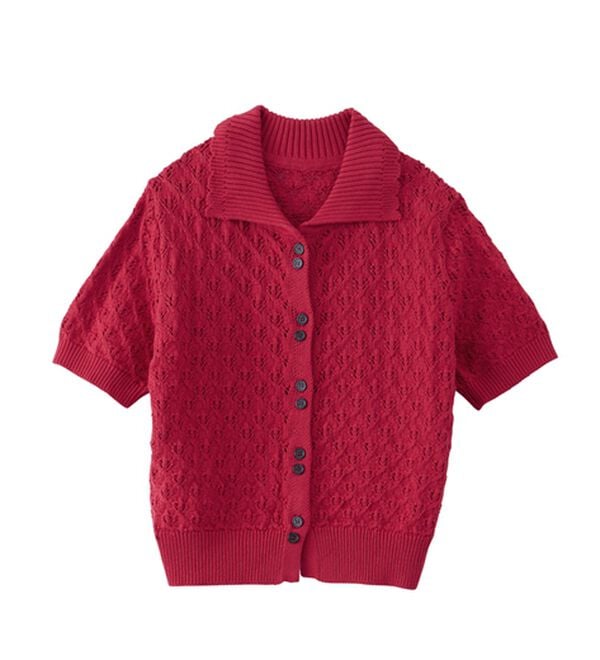 RANAN（ラナン）の「透かし柄サマーニットポロカーデ（ニット・セーター）」｜詳細画像