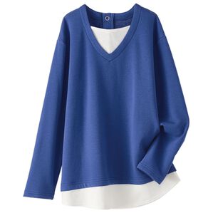 BELLUNA（ベルーナ）の「まるで着る毛布！裏ファー重ね着風チュニック（チュニック）」｜ロイヤルブルー